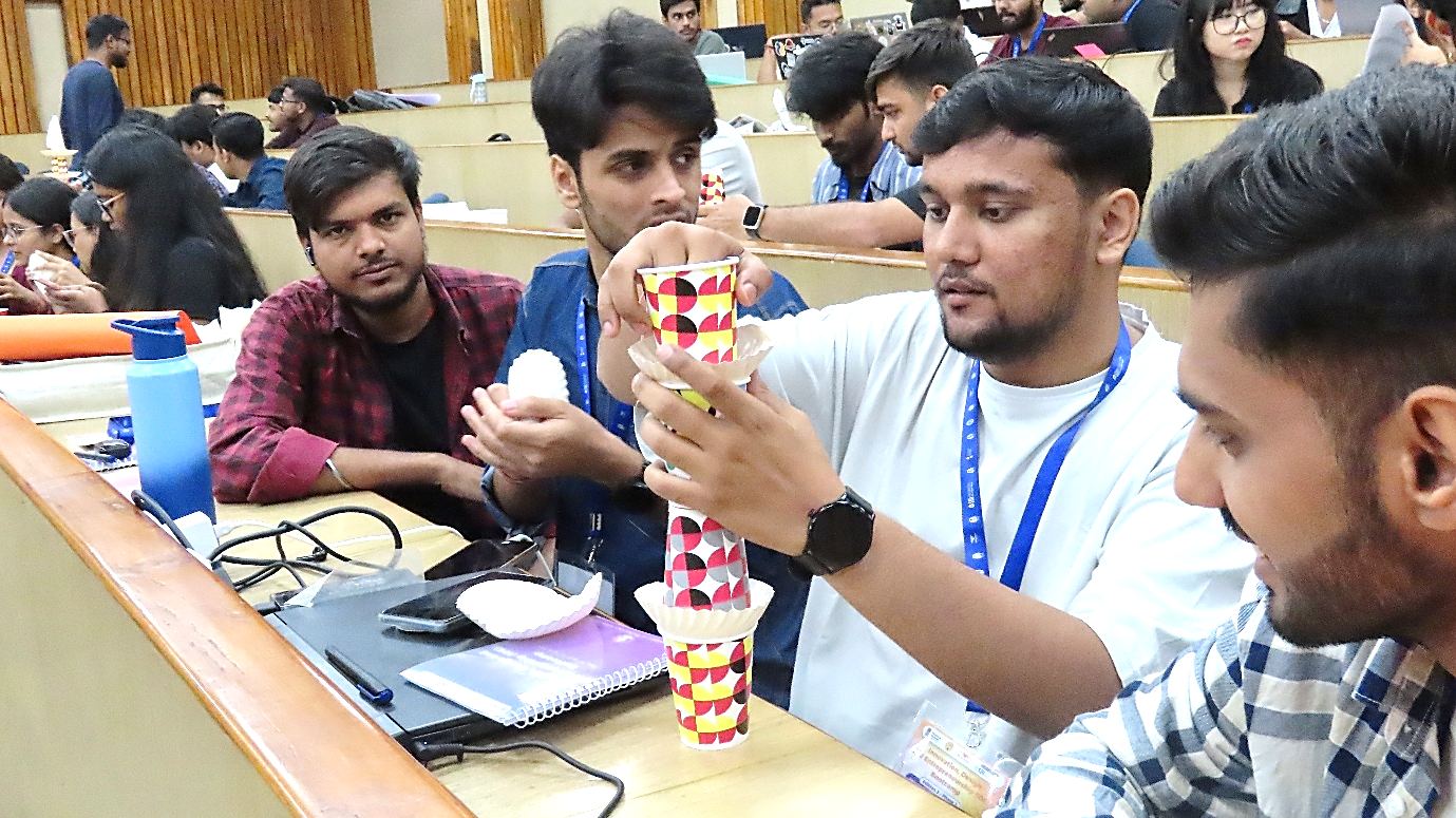 Participants building prototypes