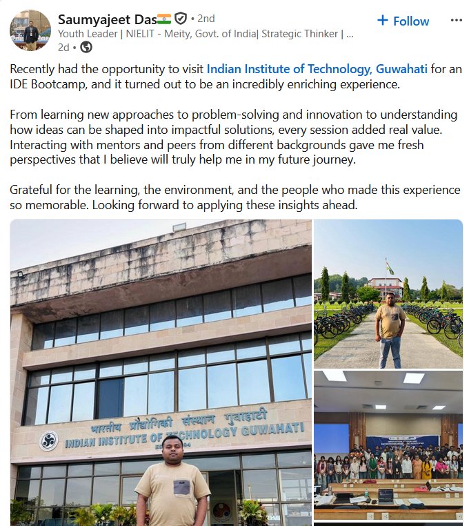 Testimonial post by Saumyajeet Das