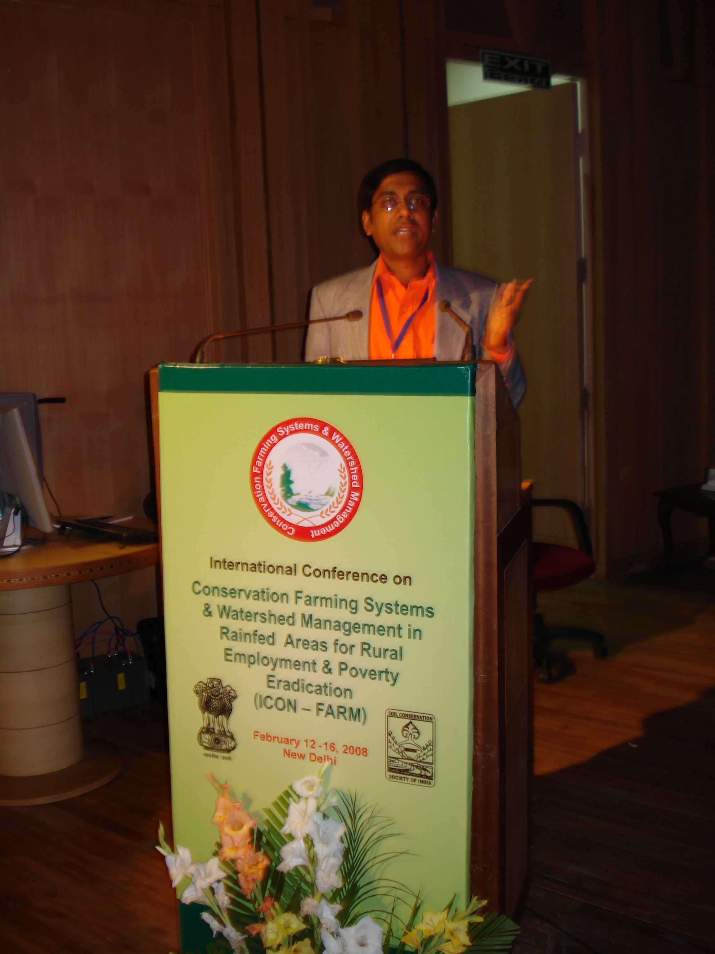 Delivering an invited lecture in a conference back in 2008 when I was the Proj Director at MS Swaminathan Research Foundation, Chennai. At NAAS complex, New Delhi.